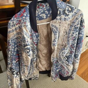 Free People Multicolor Floral Bomber Jacket